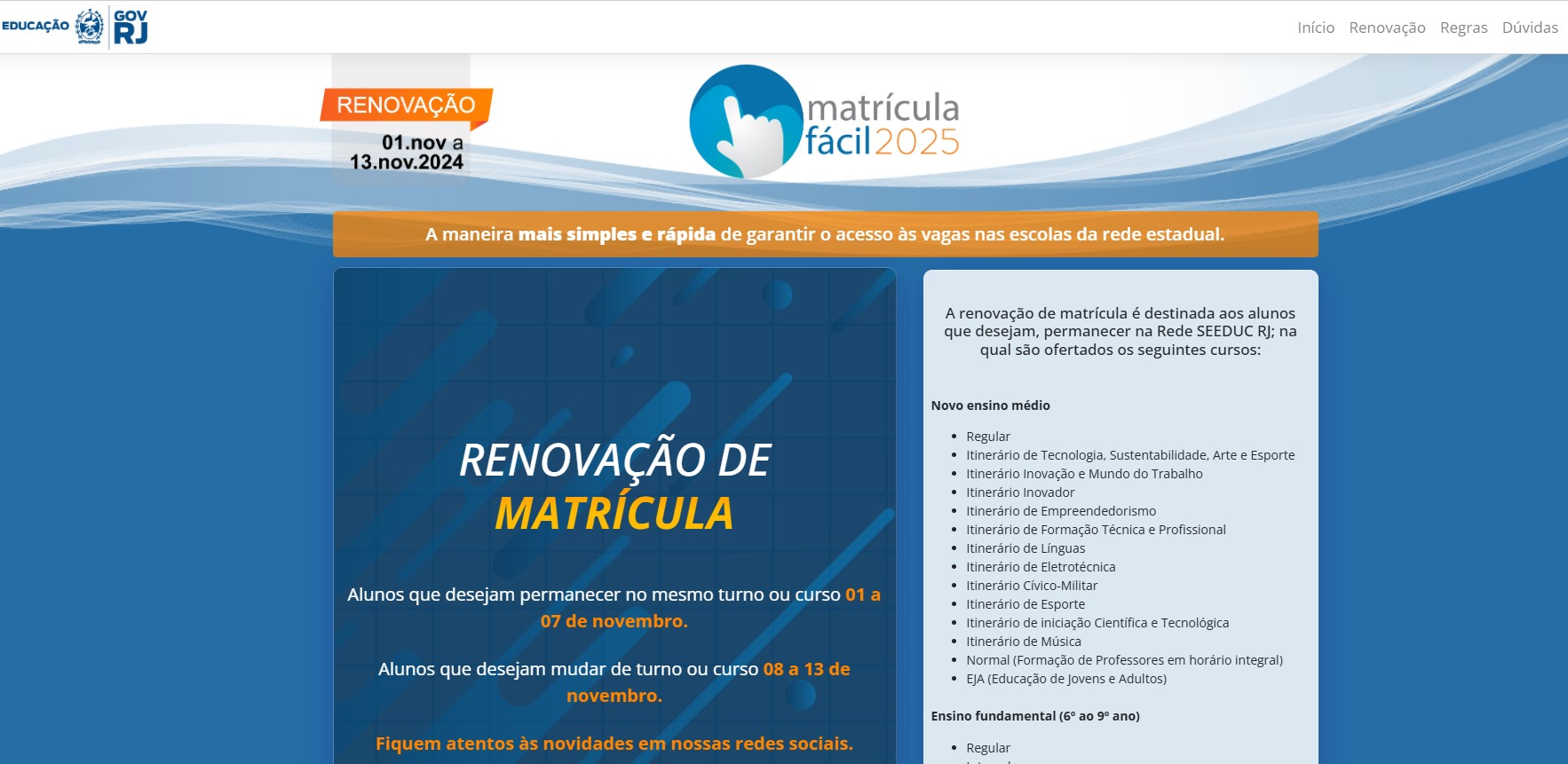 Matrícula Fácil 2025: como fazer inscrição, realizar transferências e ...